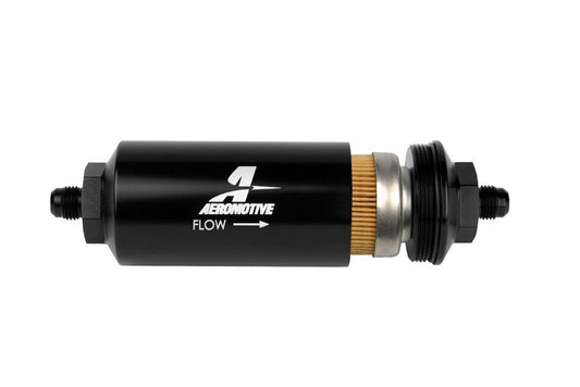 6an Inline Fuel Filter 10 Micron 2in OD Black  -  12347