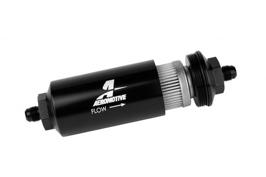 6an Inline Fuel Filter 40 Micron 2in OD Black  -  12348