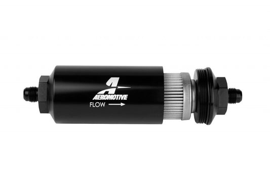 6an Inline Fuel Filter 100 Micron 2in OD Black  -  12349