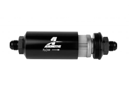 8an Inline Fuel Filter 100 Micron 2in OD Black  -  12379