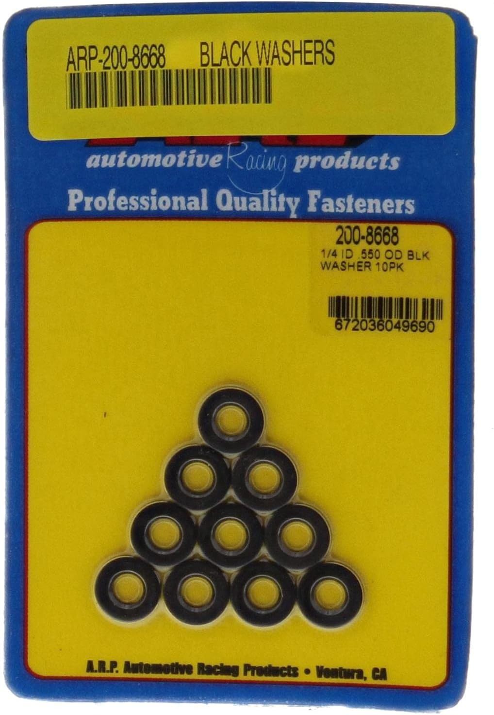 1/4 ID .550 OD Washers 10pk - Black  -  200-8668