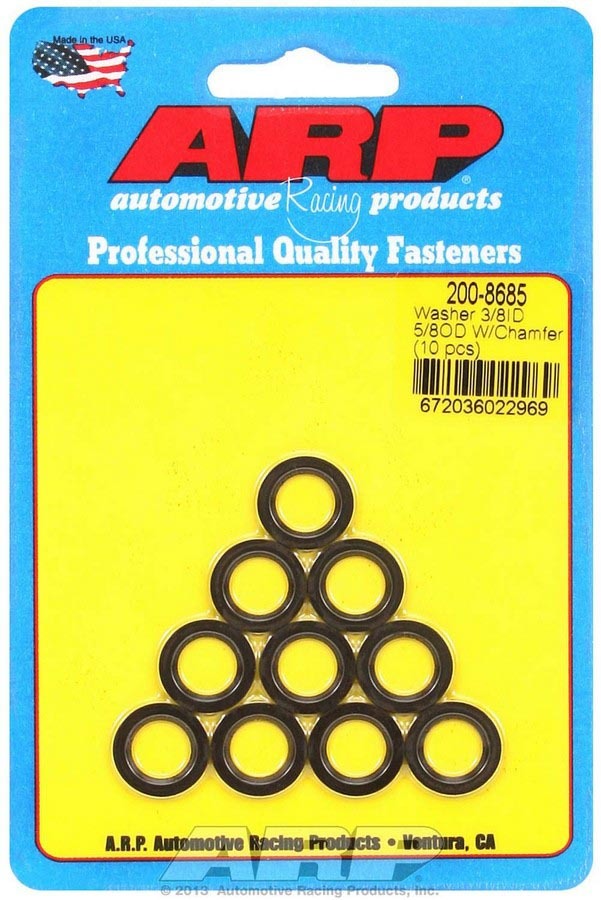 Black Washers - 3/8 ID x 5/8 OD Chamfer (10)  -  200-8685