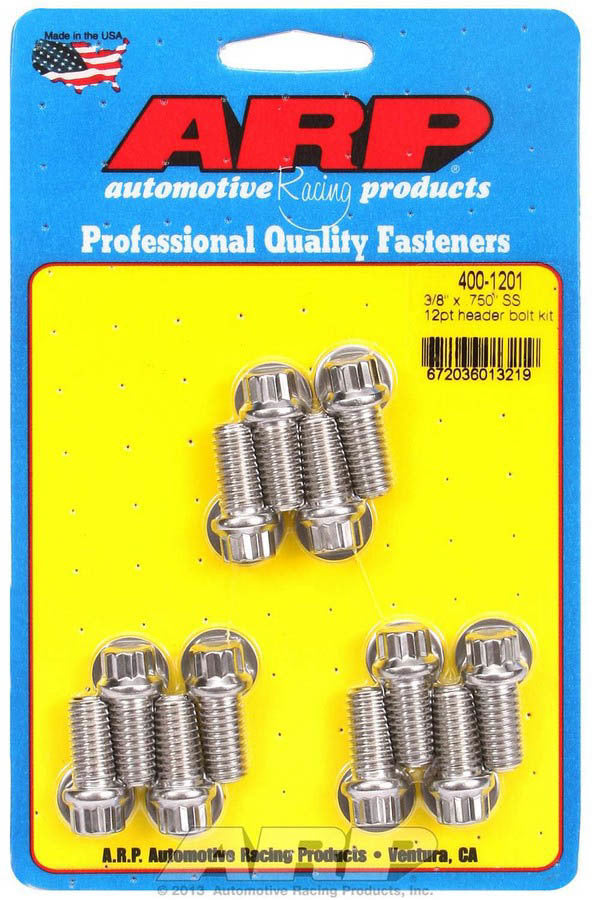 S/S Header Bolt Kit - 3/8 x .750 UHL (12)  -  400-1201