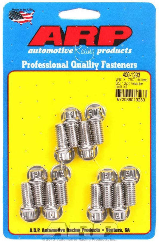 S/S Header Bolt Kit - 3/8 x .750 UHL (12)  -  400-1203