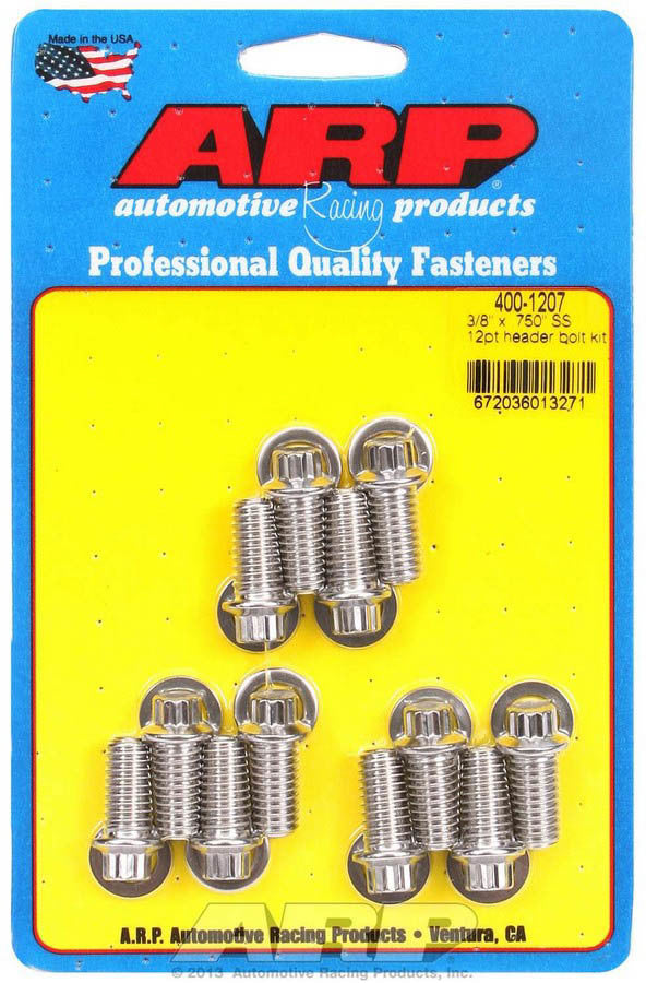 S/S Header Bolt Kit - 3/8 x .750 UHL (12)  -  400-1207