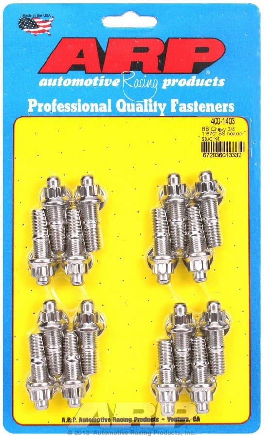 S/S Header Stud Kit - 3/8in x 1.670in OAL (16)  -  400-1403