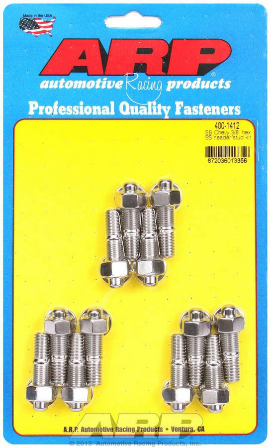 S/S Header Stud Kit - 3/8 x 1.670 OAL (12)  -  400-1412