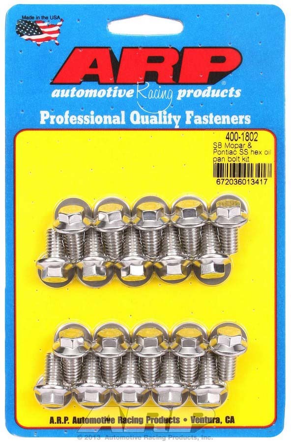 Oil Pan Bolt Kit 6pt SS SBM & Pontiac V8  -  400-1802