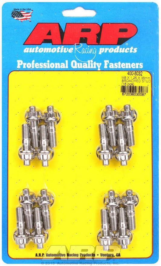 S/S Stud & Nut Kit (16) 8mm x 1.25in x  38mm  -  400-8032