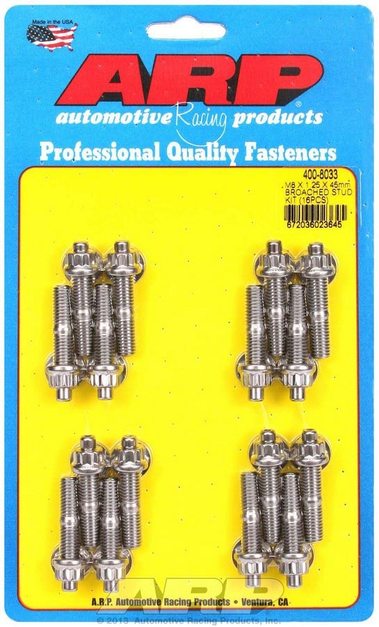 S/S Stud & Nut Kit (16) 8mm x 1.25in x  45mm  -  400-8033