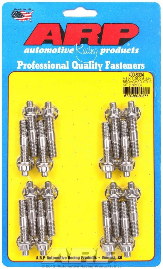 S/S Stud & Nut Kit (16) 8mm x 1.25in x  51mm  -  400-8034