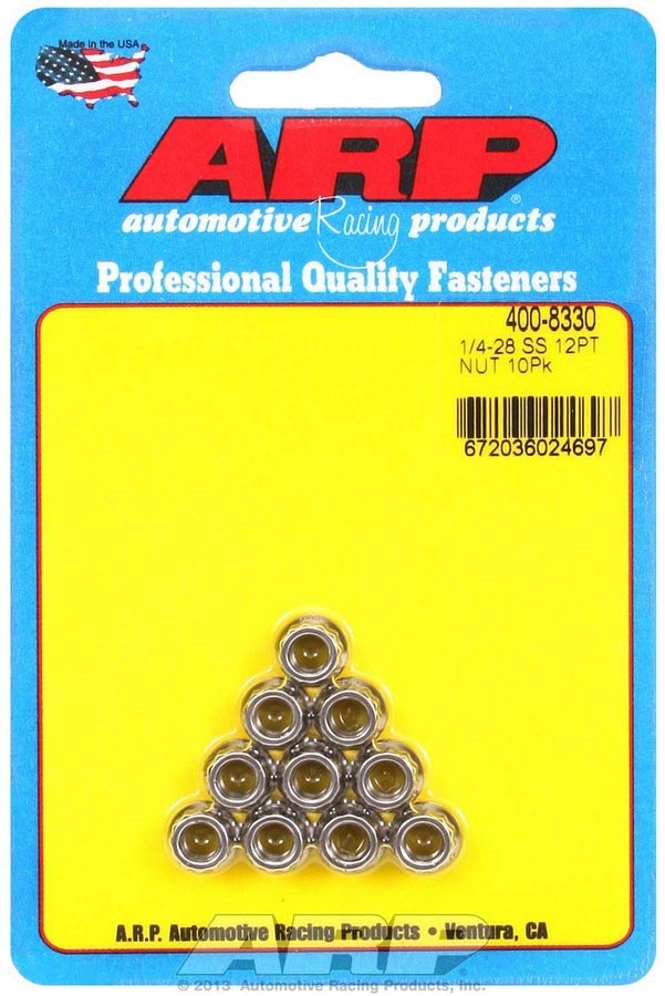 S/S 12pt. Nuts - 1/4-28 (10)  -  400-8330