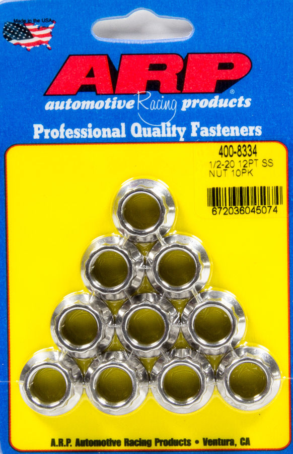 S/S 1/2-20 12pt. Nuts 10pk  -  400-8334