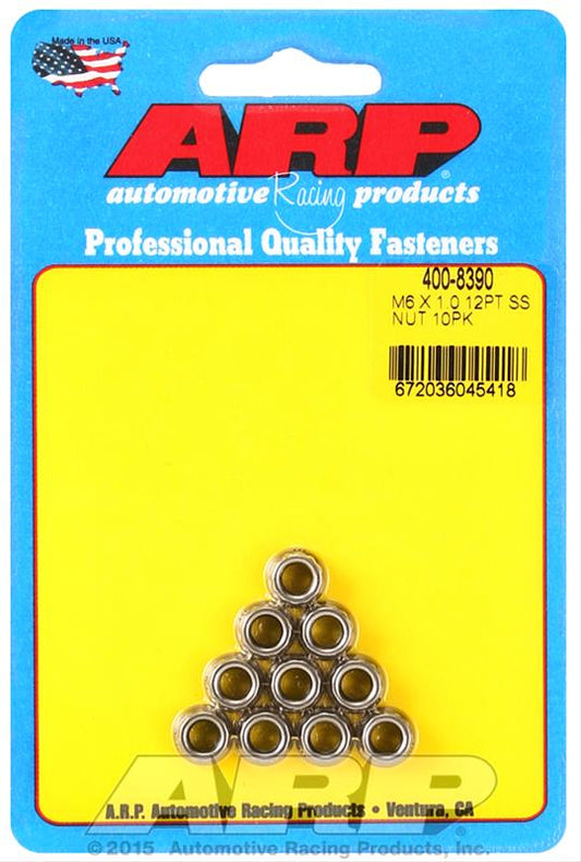 6mm x 1.00 12pt Nuts 10pk Stainless Steel  -  400-8390