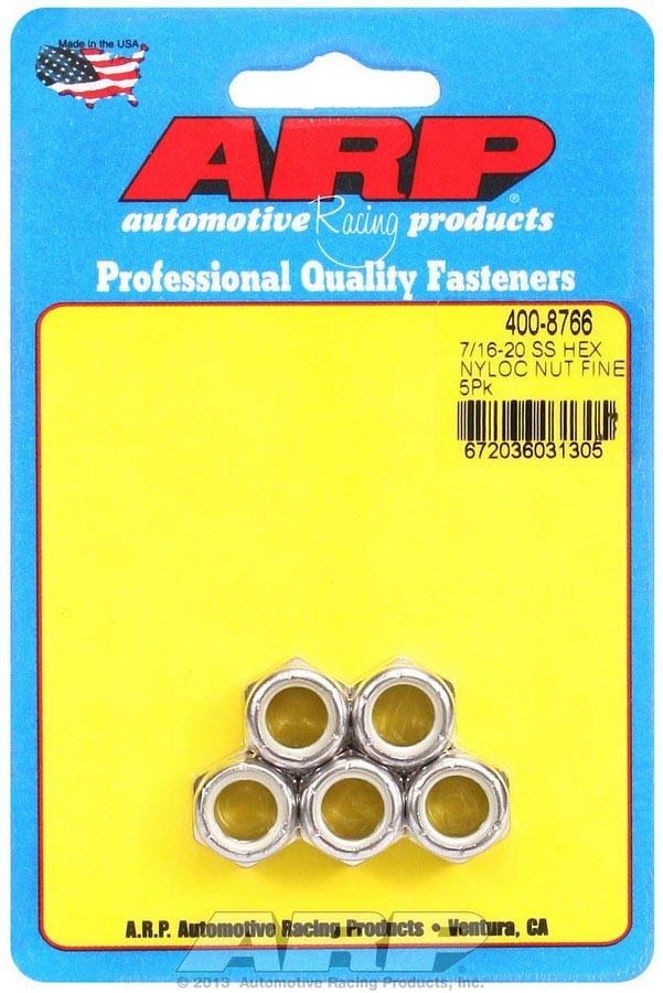 S/S 6pt. Fine Nyloc Nuts - 7/16-20 (5)  -  400-8766