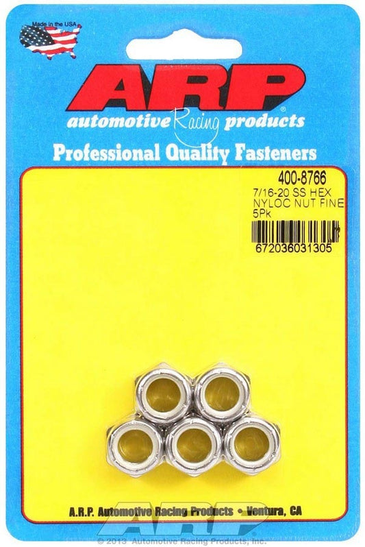 S/S 6pt. Fine Nyloc Nuts - 7/16-20 (5)  -  400-8766