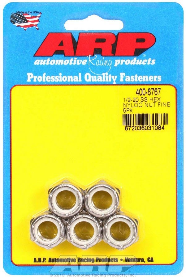 S/S 6pt. Fine Nyloc Nuts - 1/2-20 (5)  -  400-8767