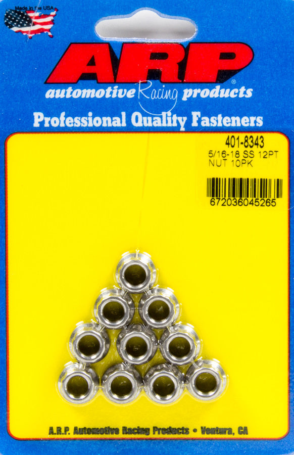 S/S 12pt. Nut - 5/16-18 10pk  -  401-8343