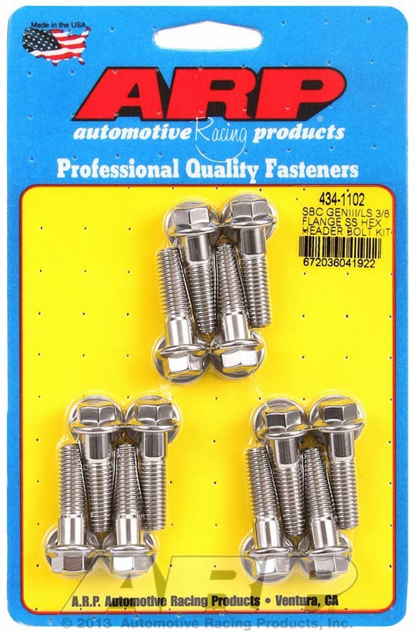 S/S Header Bolt Kit - 6pt. GM LS  -  434-1102