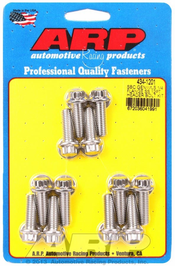 S/S Header Bolt Kit - 12pt. GM LS  -  434-1201