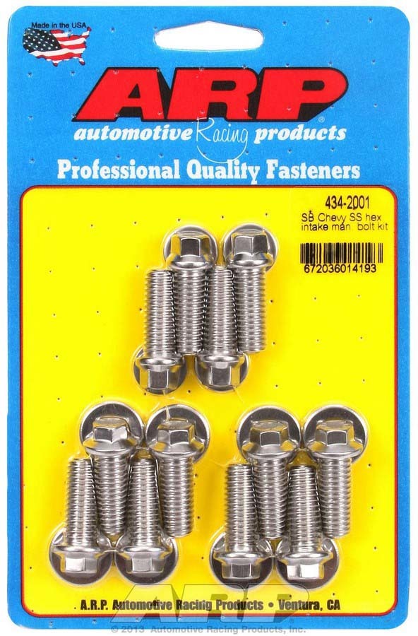 SBC S/S Intake Bolt Kit 6pt.  -  434-2001