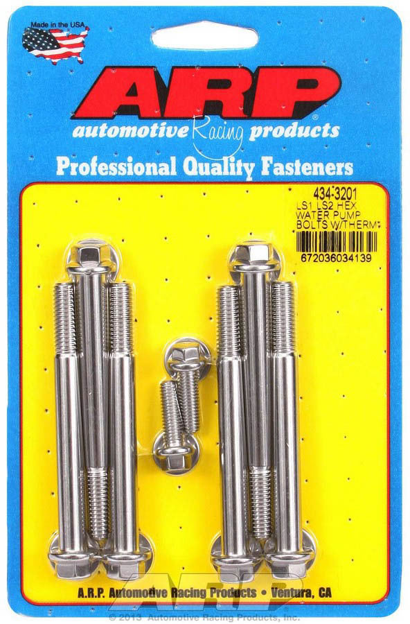 S/S W/P & Thermostat Hsg Bolt Kit - 6pt. LS1/LS2  -  434-3201