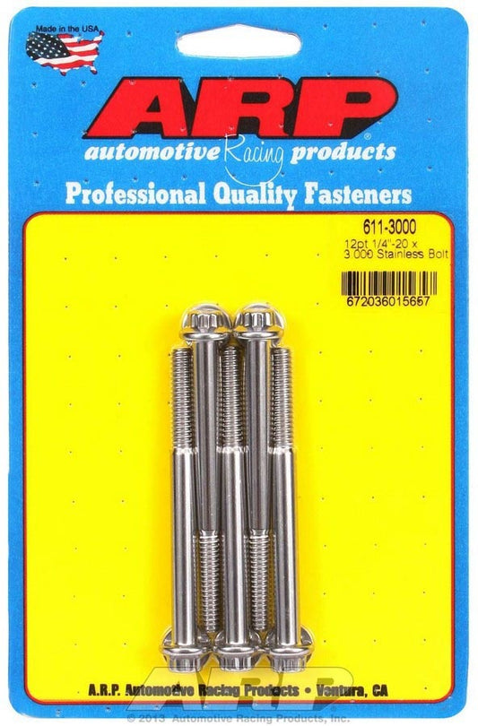 S/S Bolt Kit - 12pt. (5) 1/4-20 x 3.000  -  611-3000