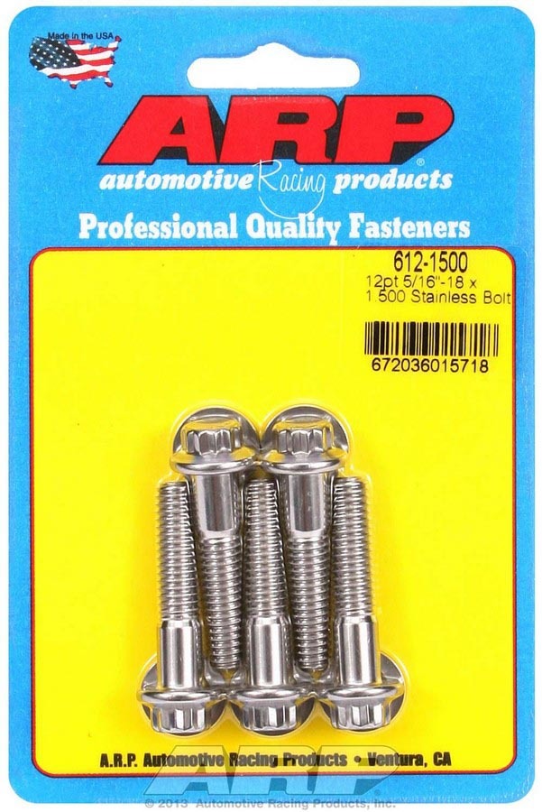 S/S Bolt Kit - 12pt. (5) 5/16-18 x 1.500  -  612-1500