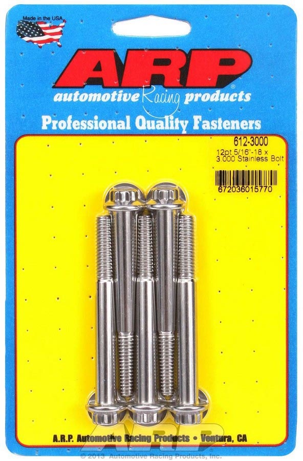 S/S Bolt Kit - 12pt. (5) 5/16-18 x 3.000  -  612-3000