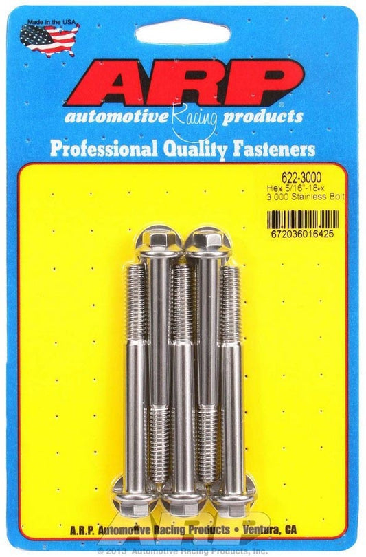 S/S Bolt Kit - 6pt. (5) 5/16-18 x 3.000  -  622-3000