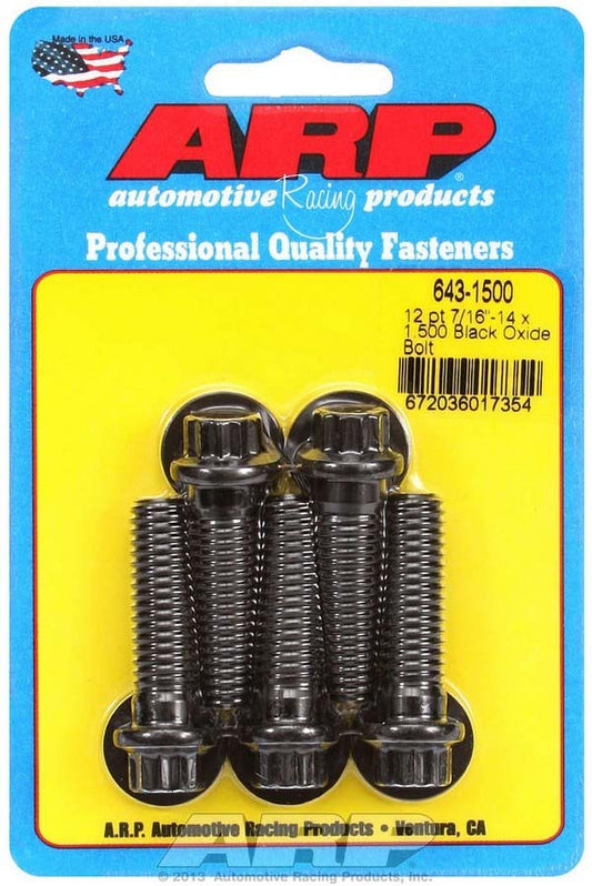 7/16-14 x 1.500 12pt Bolt Kit (5) Black Oxide  -  643-1500