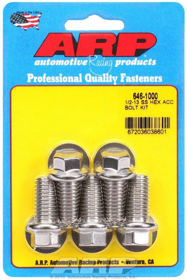 1/2-13 x 1.000 6pt SS Bolt Kit 5pk  -  646-1000