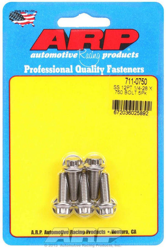 S/S Bolt Kit - 12pt. (5) 1/4-28 x .750  -  711-0750