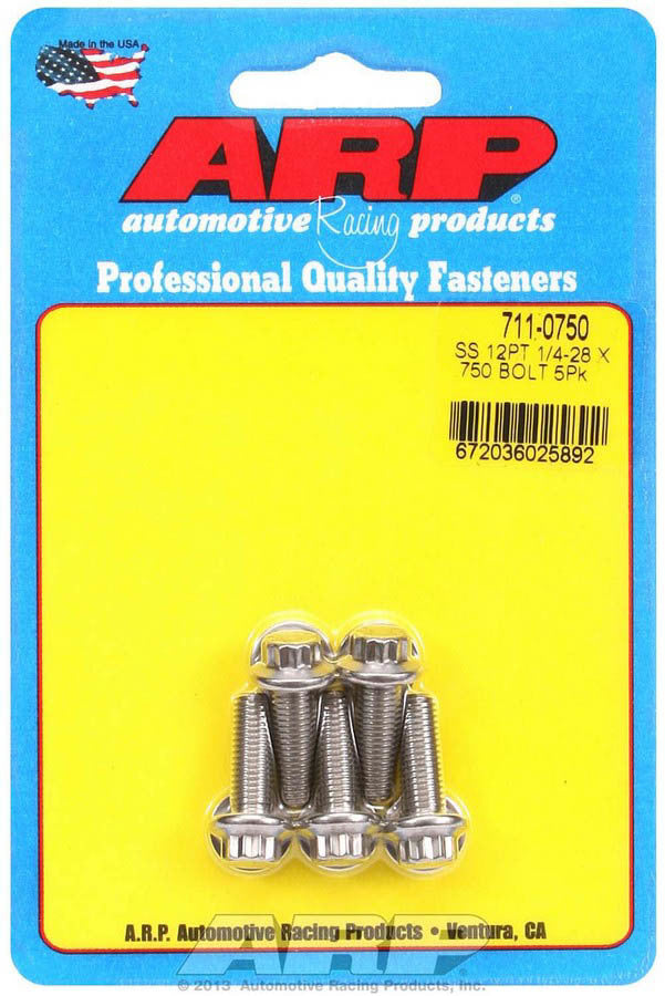 S/S Bolt Kit - 12pt. (5) 1/4-28 x .750  -  711-0750