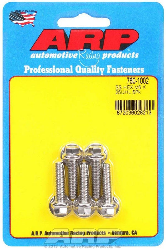 SS Bolt Kit - 6pt 5pk 6mm x 1.00 x 25mm  -  760-1002
