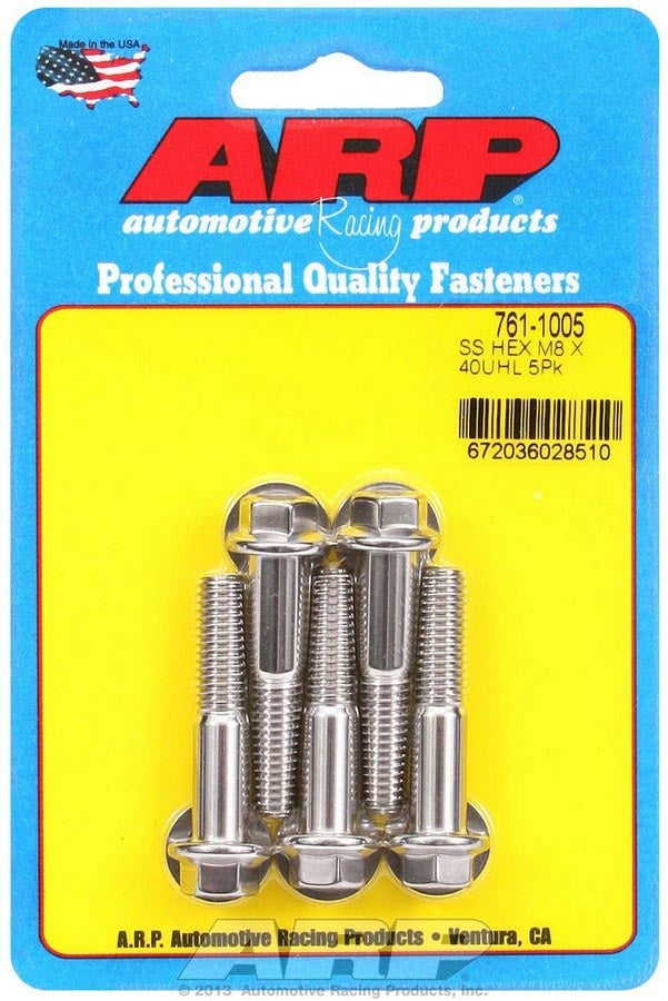 8mm x 1.25 x 40mm 6pt S/S Bolt Kit 5pk  -  761-1005