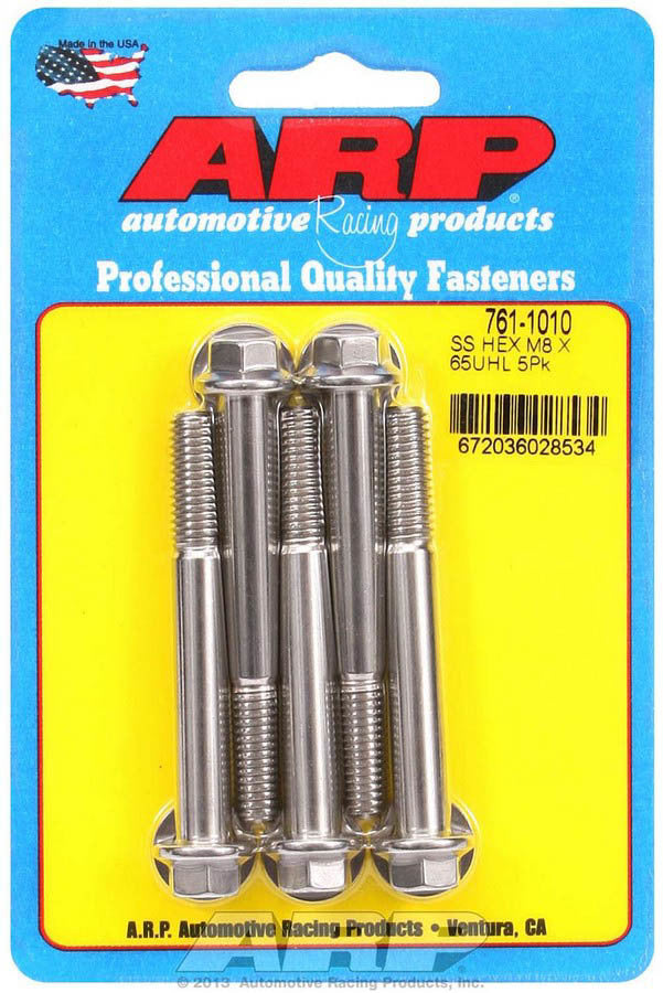 8mm x 1.25 x 65mm 6pt SS Bolt Kit 5pk  -  761-1010