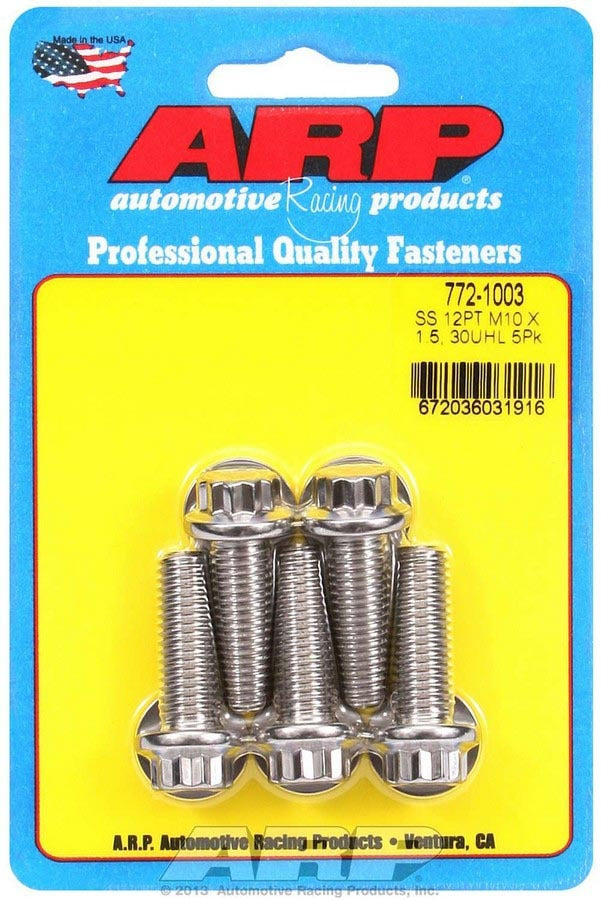 Bolt Kit - SS 12pt 5pk 10mm x 1.50 x 30mm  -  772-1003