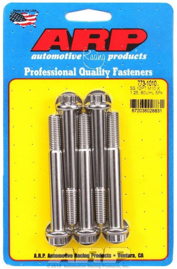 Bolt Kit - SS 12pt 5pk 10mm x 1.25 x 80mm  -  773-1010