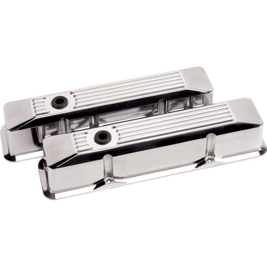 Valve Covers SBC Ribbed Polished Tall  -  95620