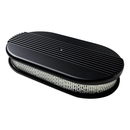 Air Cleaner Large Oval Ribbed Black  -  BLK15640