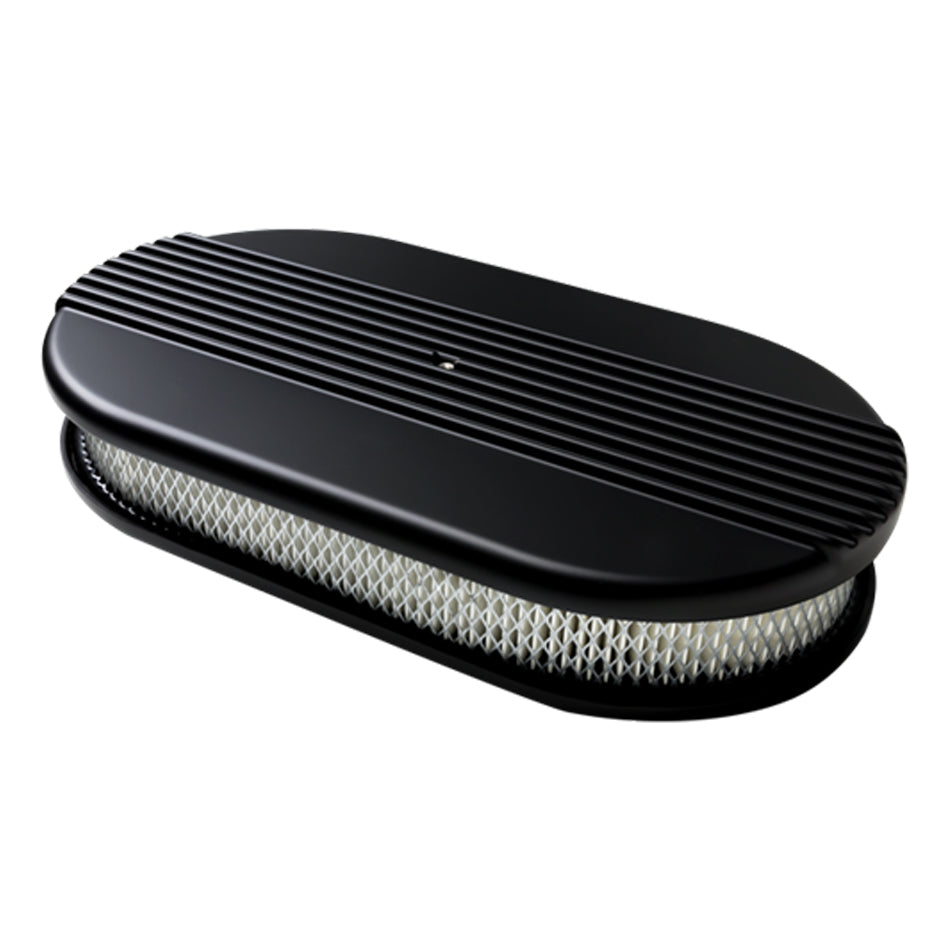 Air Cleaner Large Oval Ribbed Black  -  BLK15640