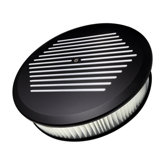 Air Cleaner 14in Round Ball Milled Black  -  BLK15820