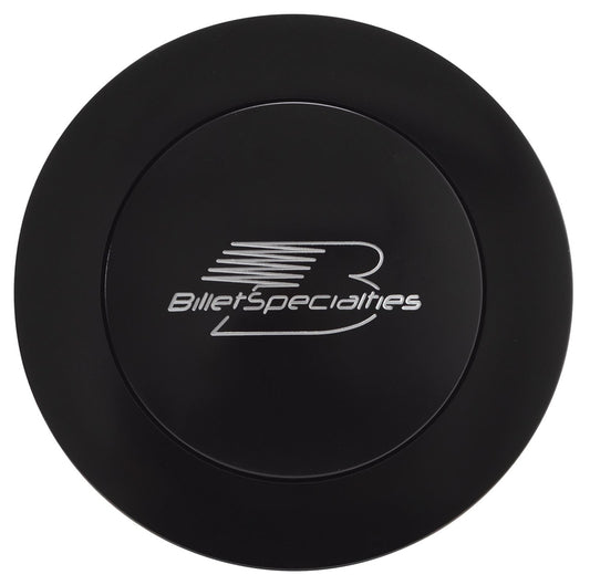 Horn Button Large Black Billet Specialties Logo  -  BLK32625