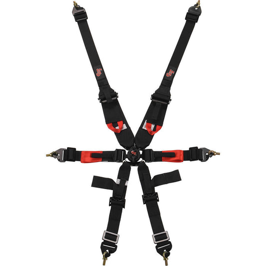 6pt Harness Camlock Indiv Black Euro FIA  -  7623BK