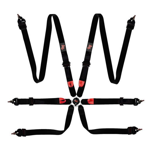 Harness 6-pt Black 2in Indivd. Shlder P/U Lap  -  7624BK