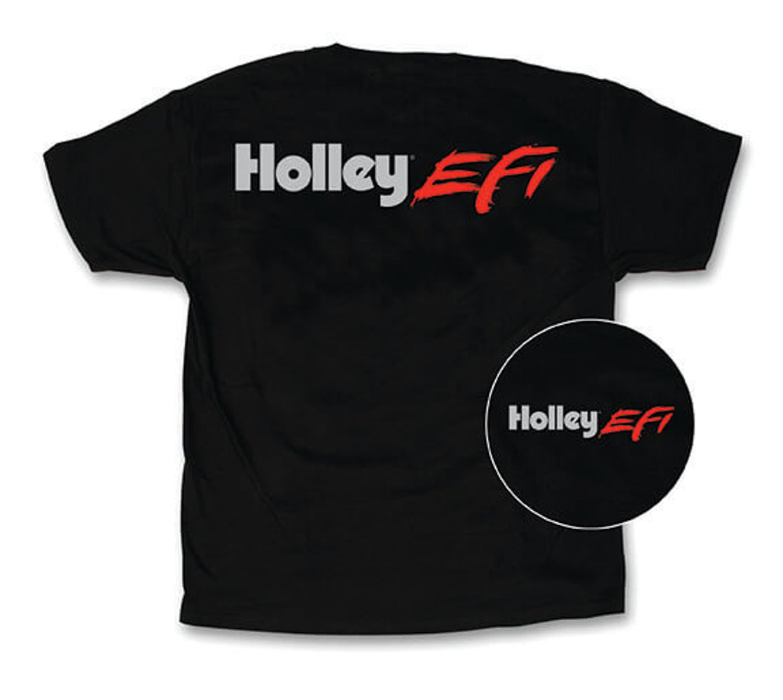 T-Shirt - Large w/Holley EFI SS Logo - Black  -  10044-LGHOL