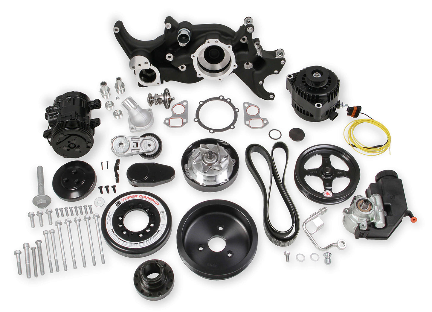 GM LS Mid Mount Complete Accessory Kit - Black  -  20-180BK