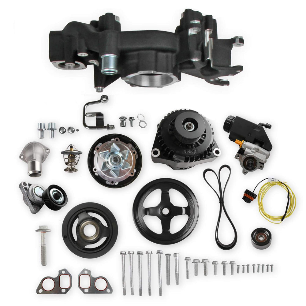 Mid Mount Accesory Sys. GM LS Engine - Black  -  20-186BK