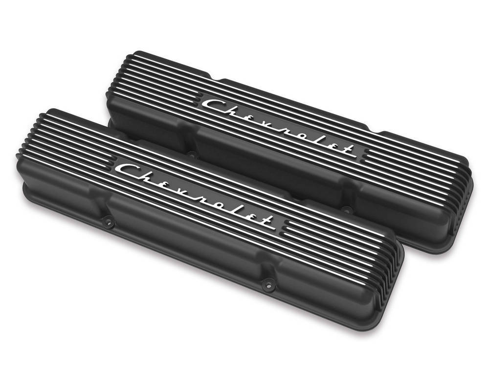 SBC Valve Covers Finned Vintage Series Black  -  241-108